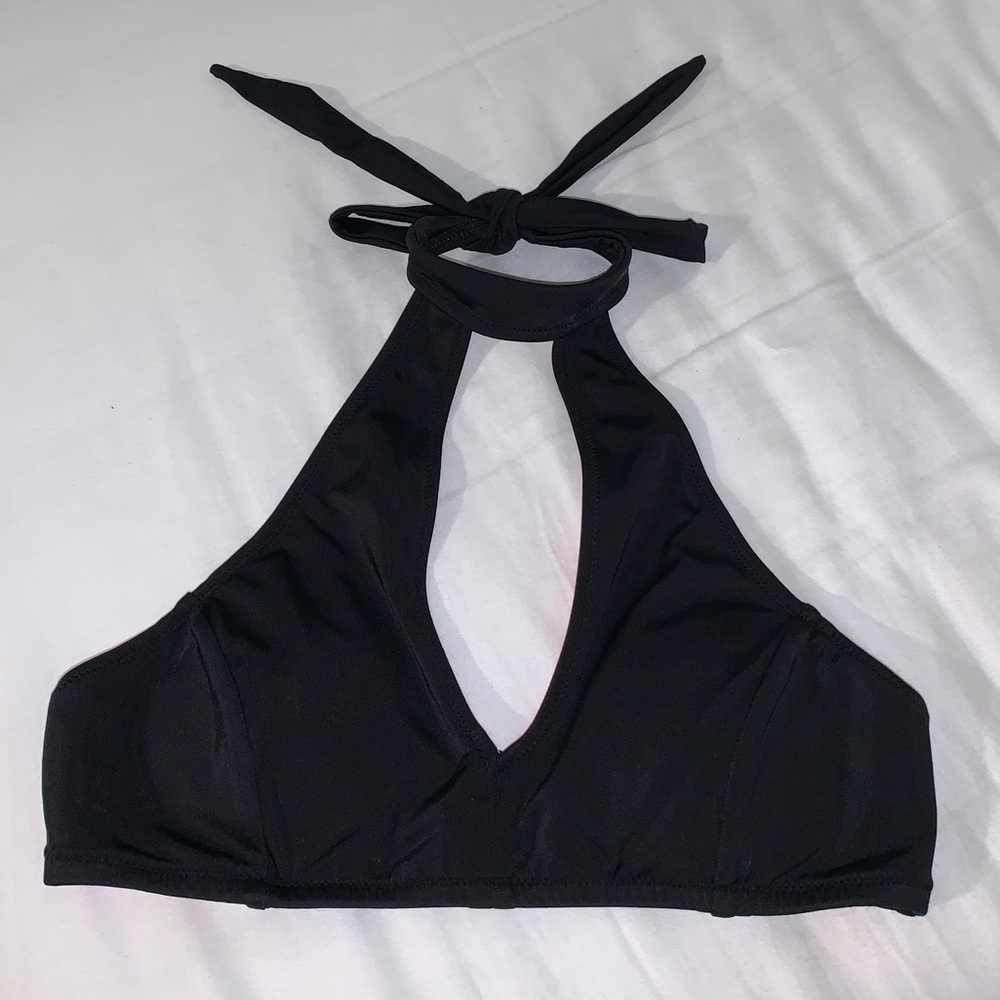 black victoria’s secret PINK choker tie bikini top